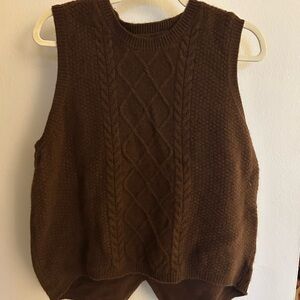 Brown Wool Knit Vest